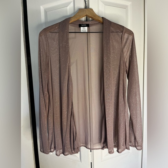 MSK Women’s Cardigan jacket Rose with Stretchy Bling Open Front size small - Picture 2 of 5